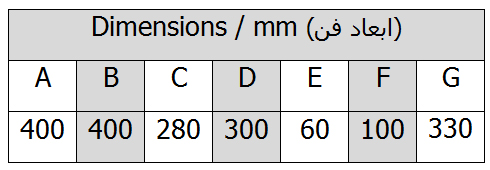 جدول ابعاد هواکش 30 سانت صنعتی ایکا، مدل VIE-30A4S