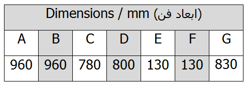 جدول ابعاد هواکش 80 سانت صنعتی سنگین فلزی مدل VIM-80K6T