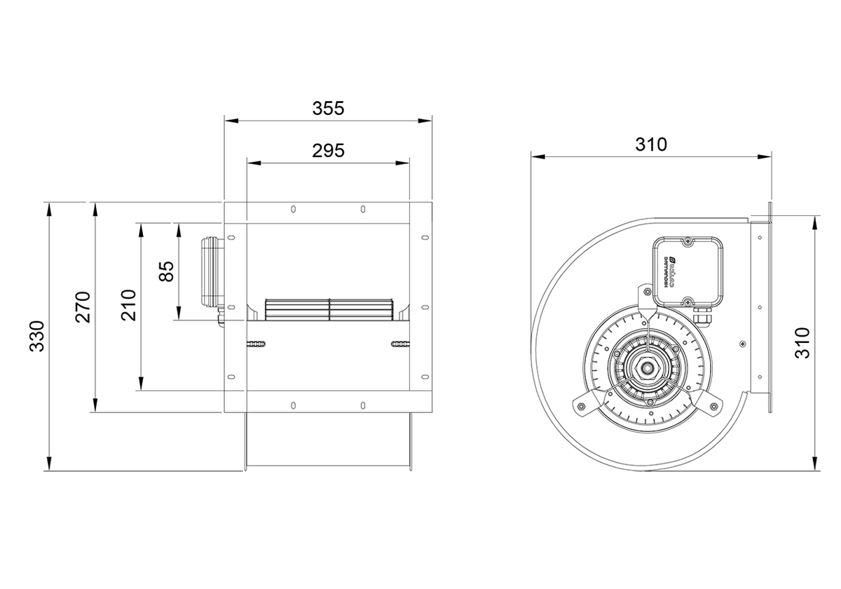 نقشه ابعادی فن سانتریفیوژ BEF-25/20F4S1