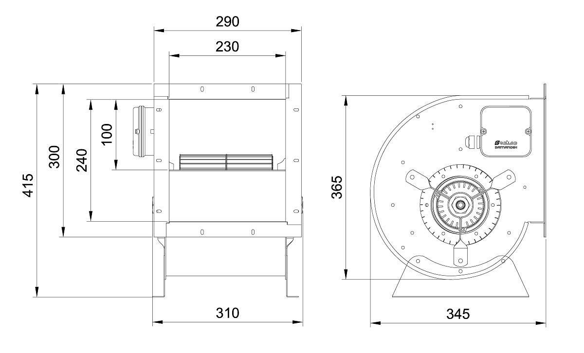 نقشه ابعادی سانتریفیوژ BEF-20/20A4S